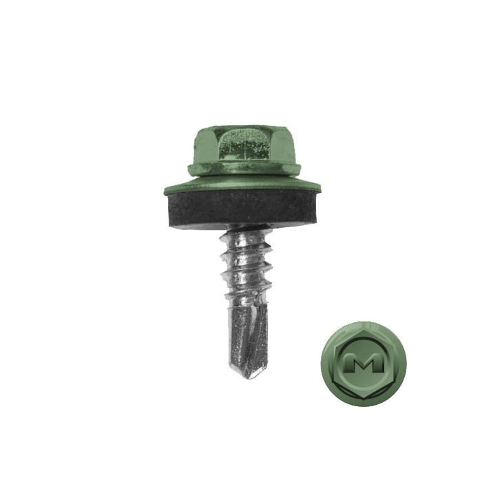 Саморез по металлу Daxmer 5,5х19 (250шт) сверло №3 RAL 6021